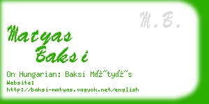 matyas baksi business card